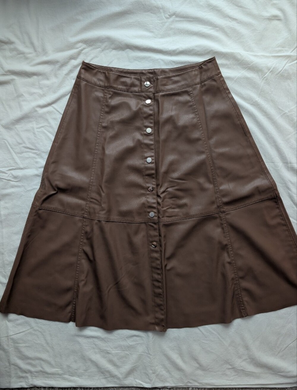 Zara Dark Brown Button-Front A-Line Skirt